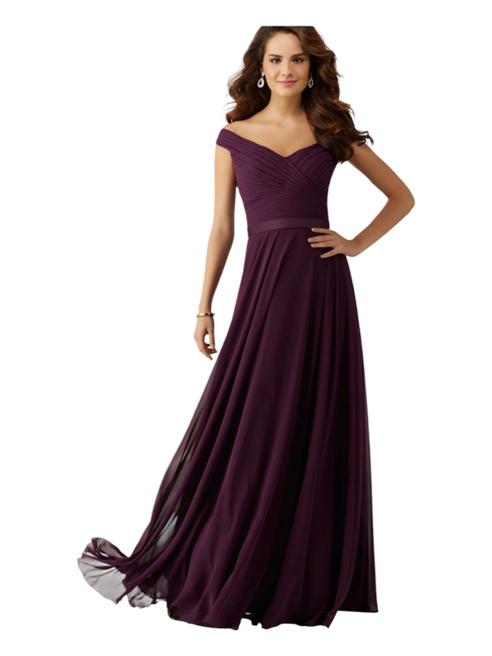 Mori Lee Deep Purple Asymmetrical Dress